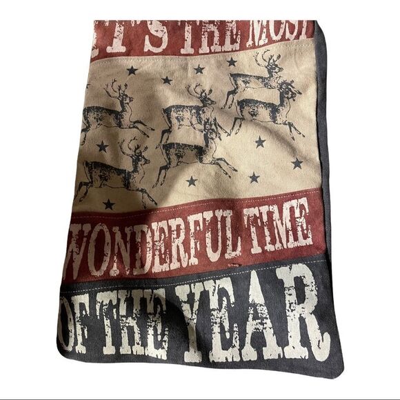 Holiday Christmas Tote Bag Distressed Writing Reindeer Design Shoulder Bag NWOT - Picture 5 of 8